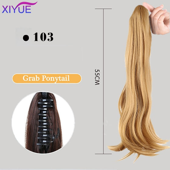 Long Wavy Straight Claw Clip On Ponytail Hair Extension Synthetic