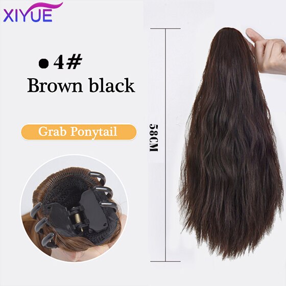 Long Wavy Straight Claw Clip On Ponytail Hair Extension Synthetic