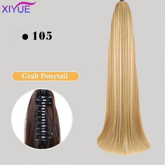 Long Wavy Straight Claw Clip On Ponytail Hair Extension Synthetic