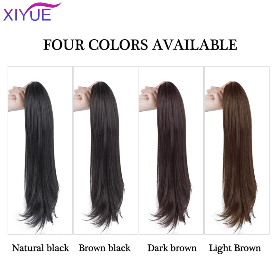Long Wavy Straight Claw Clip On Ponytail Hair Extension Synthetic