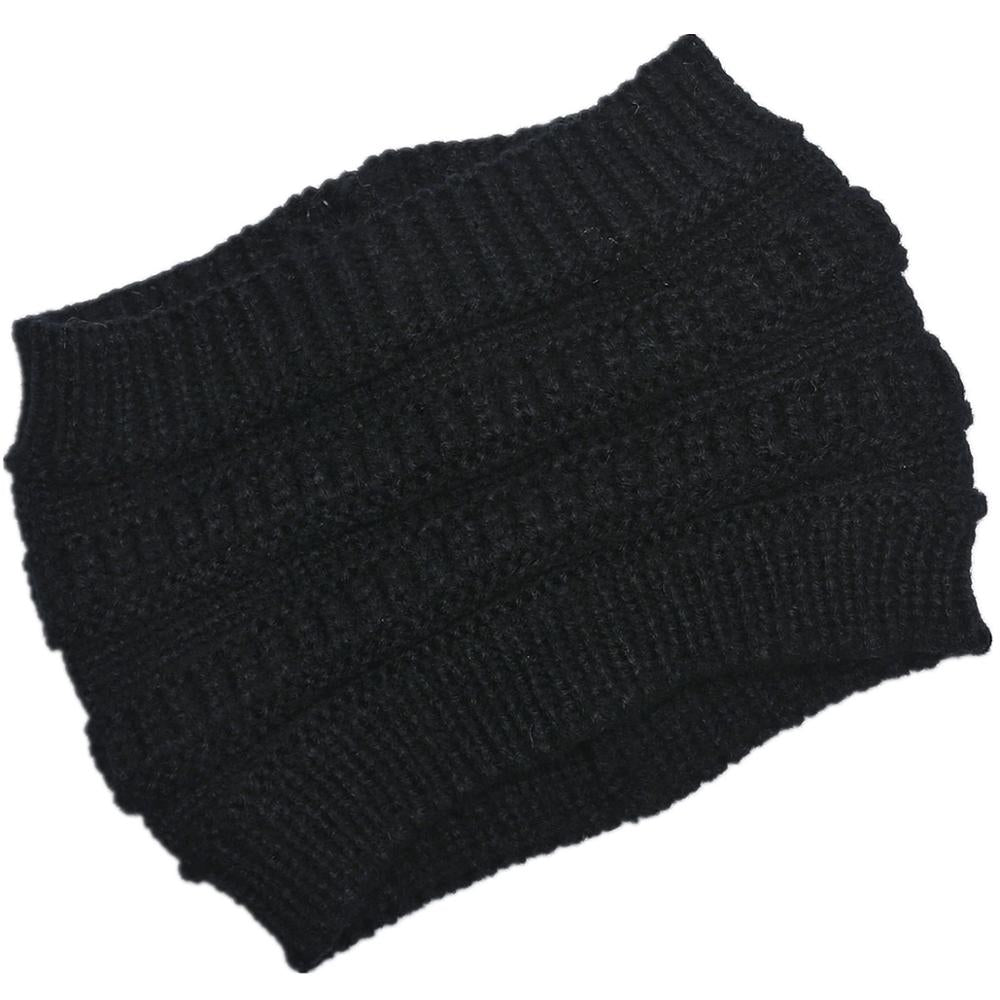 New Women Autumn Winter Ponytail Beanie Hat Solid Color Lady Stretch Knitted Crochet Beanies Hat Cap For Women