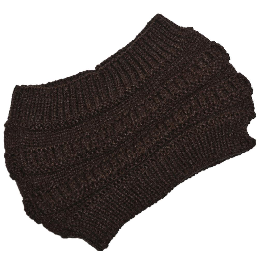 New Women Autumn Winter Ponytail Beanie Hat Solid Color Lady Stretch Knitted Crochet Beanies Hat Cap For Women