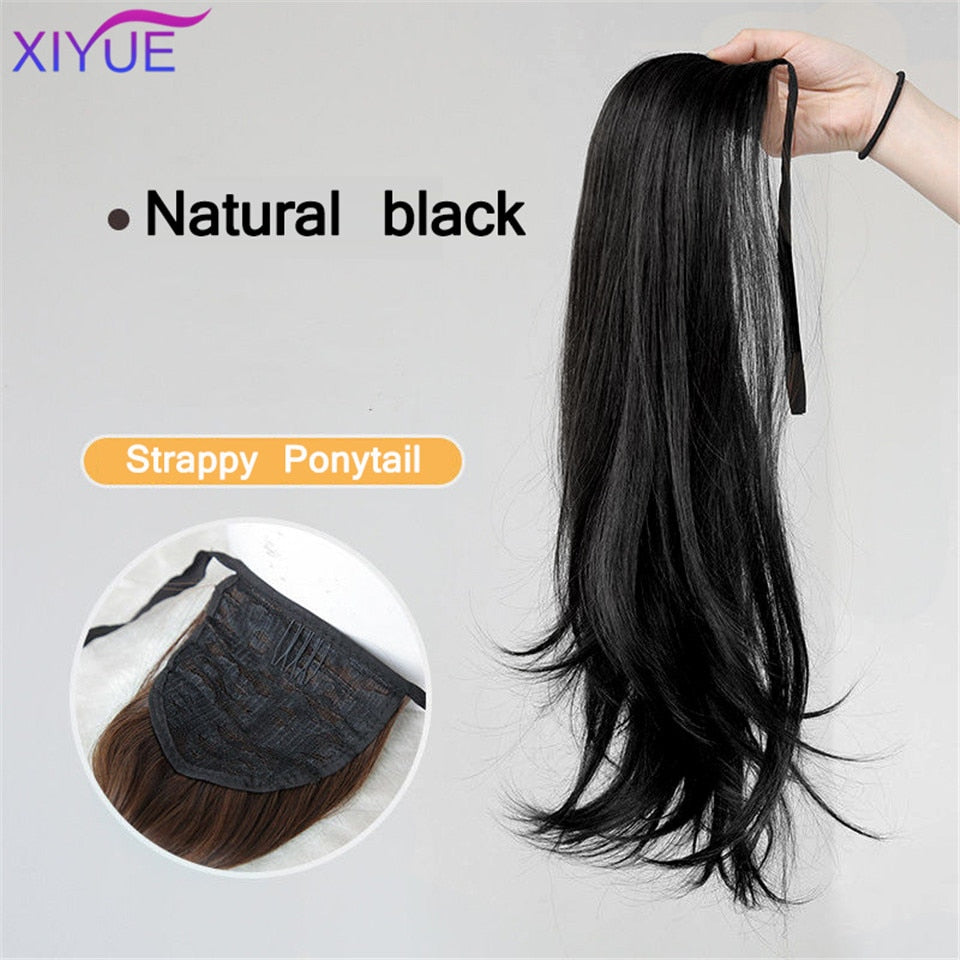 Long Wavy Straight Claw Clip On Ponytail Hair Extension Synthetic