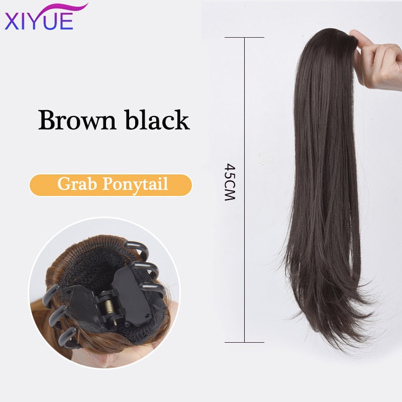 Long Wavy Straight Claw Clip On Ponytail Hair Extension Synthetic