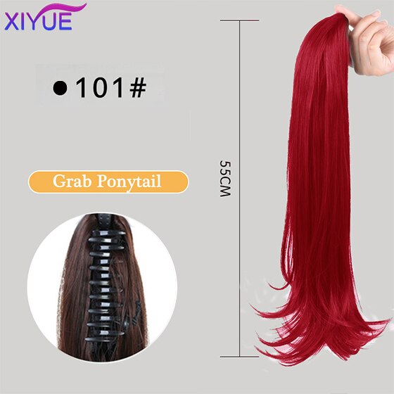 Long Wavy Straight Claw Clip On Ponytail Hair Extension Synthetic
