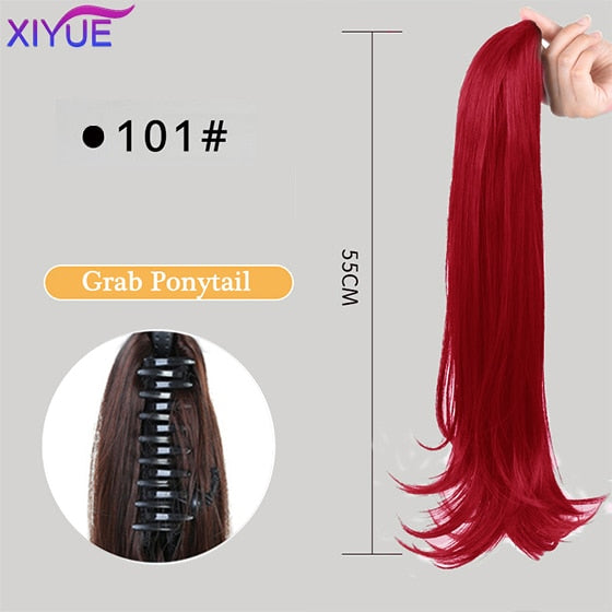 Long Wavy Straight Claw Clip On Ponytail Hair Extension Synthetic