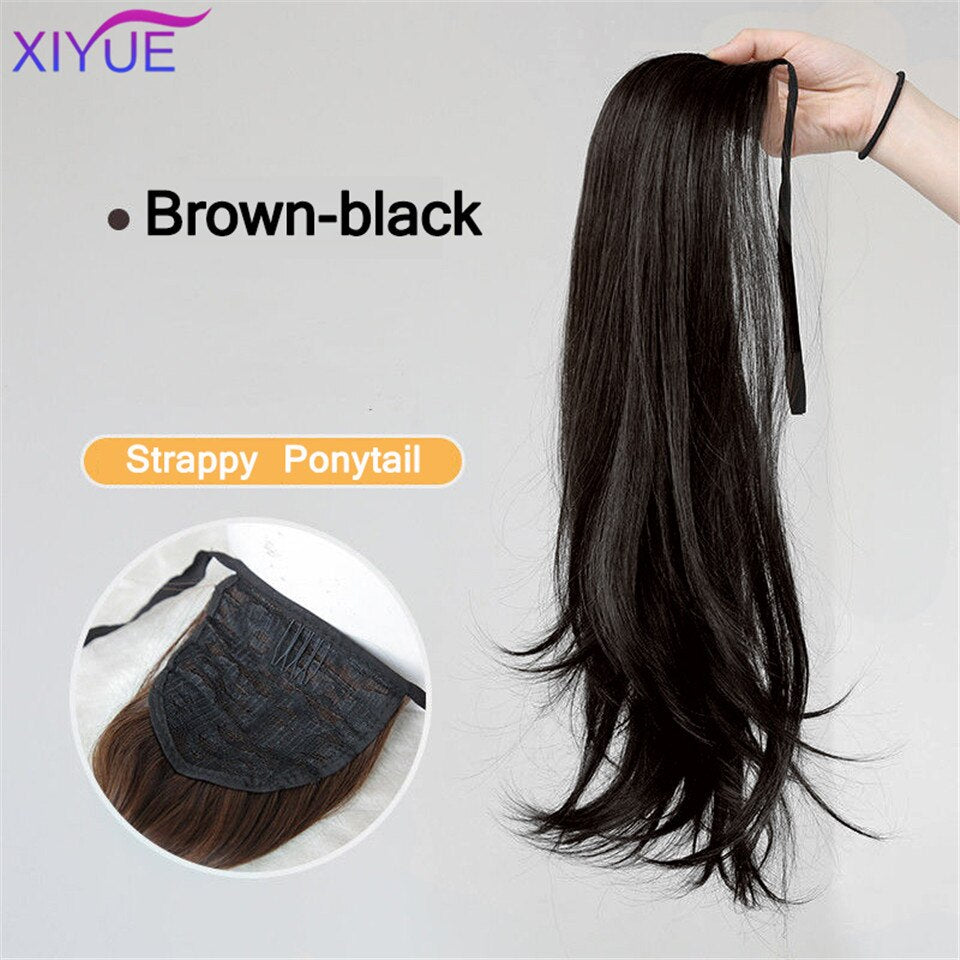 Long Wavy Straight Claw Clip On Ponytail Hair Extension Synthetic