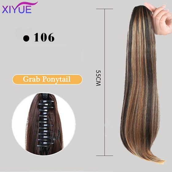 Long Wavy Straight Claw Clip On Ponytail Hair Extension Synthetic