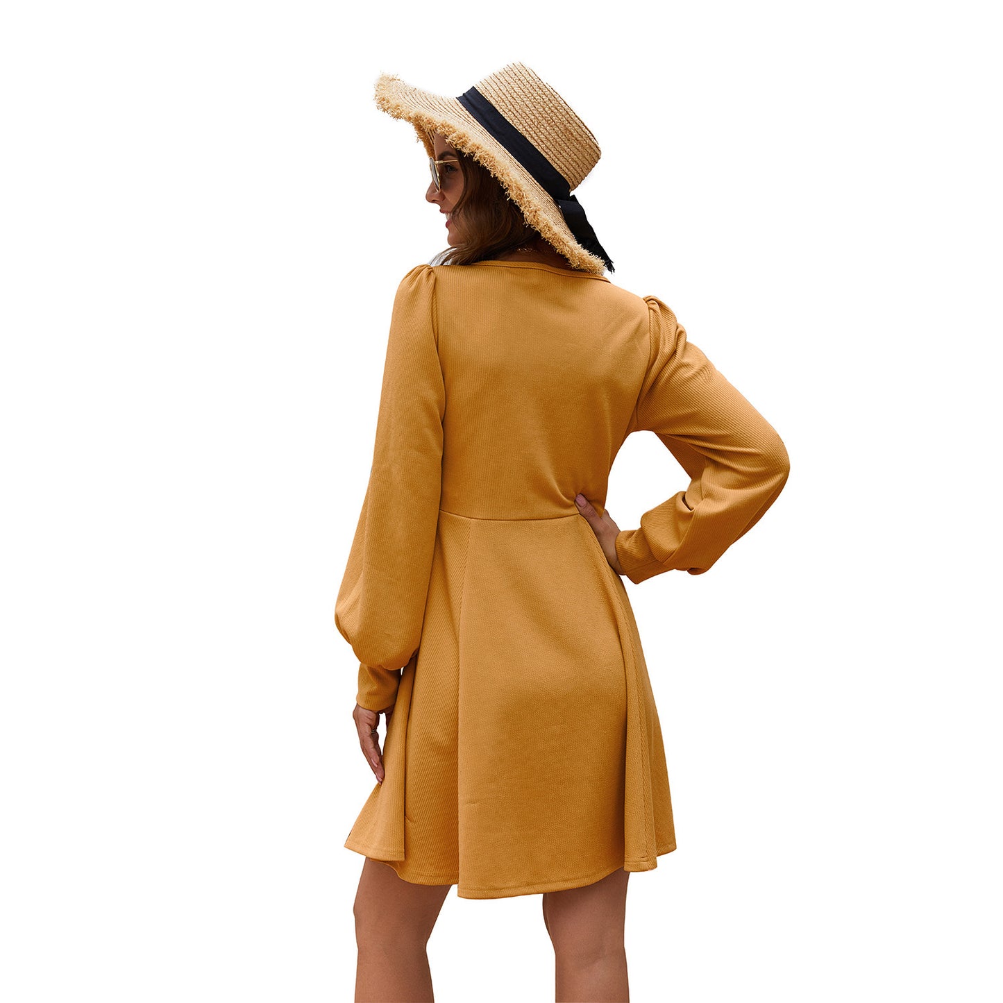 V-neck Long Sleeve Dress
