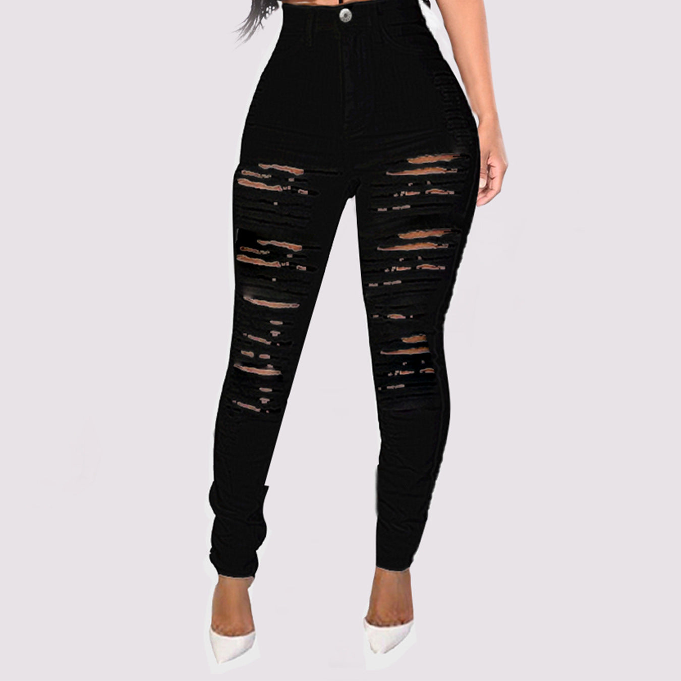Extreme Rip w/ hemmed ankle - WHITE ONLY Denim Jeans