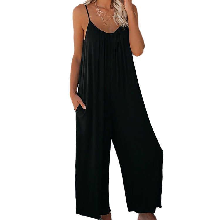 Spaghetti Strap_Loose Flow Sleeveless Jumpsuit