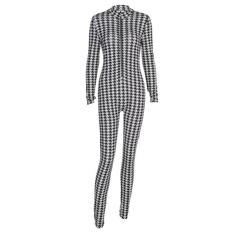 Long Slim Fit Pants Houndstooth