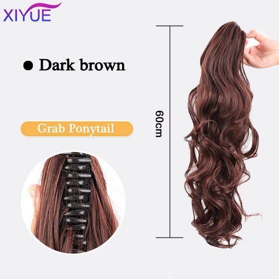 Long Wavy Straight Claw Clip On Ponytail Hair Extension Synthetic