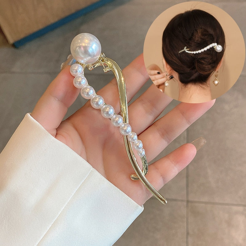 Metal Butterfly Pearl Hair Clips Hairpins Barrettes Hairgrips Headwear