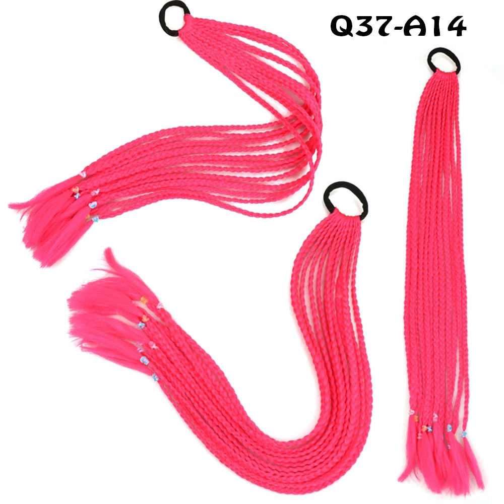 Synthetic Braiding 24" Ponytail Hairpiece With Rubber Band Hair Ring Braided Hair