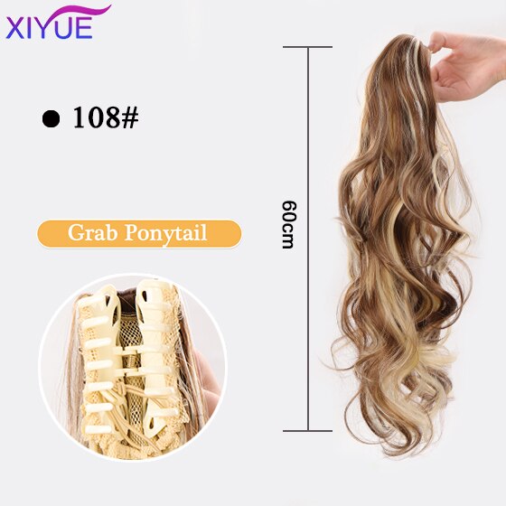 Long Wavy Straight Claw Clip On Ponytail Hair Extension Synthetic