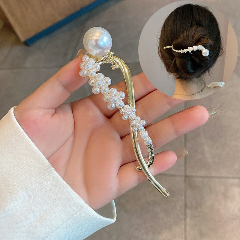 Metal Butterfly Pearl Hair Clips Hairpins Barrettes Hairgrips Headwear