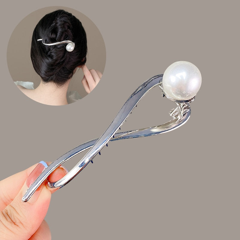 Metal Butterfly Pearl Hair Clips Hairpins Barrettes Hairgrips Headwear