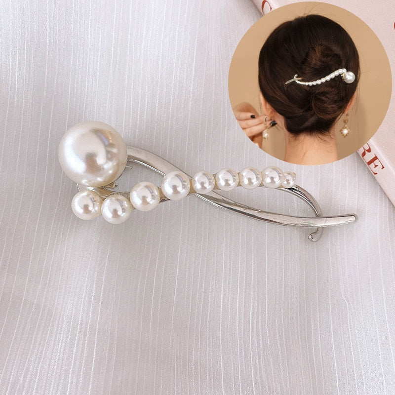 Metal Butterfly Pearl Hair Clips Hairpins Barrettes Hairgrips Headwear