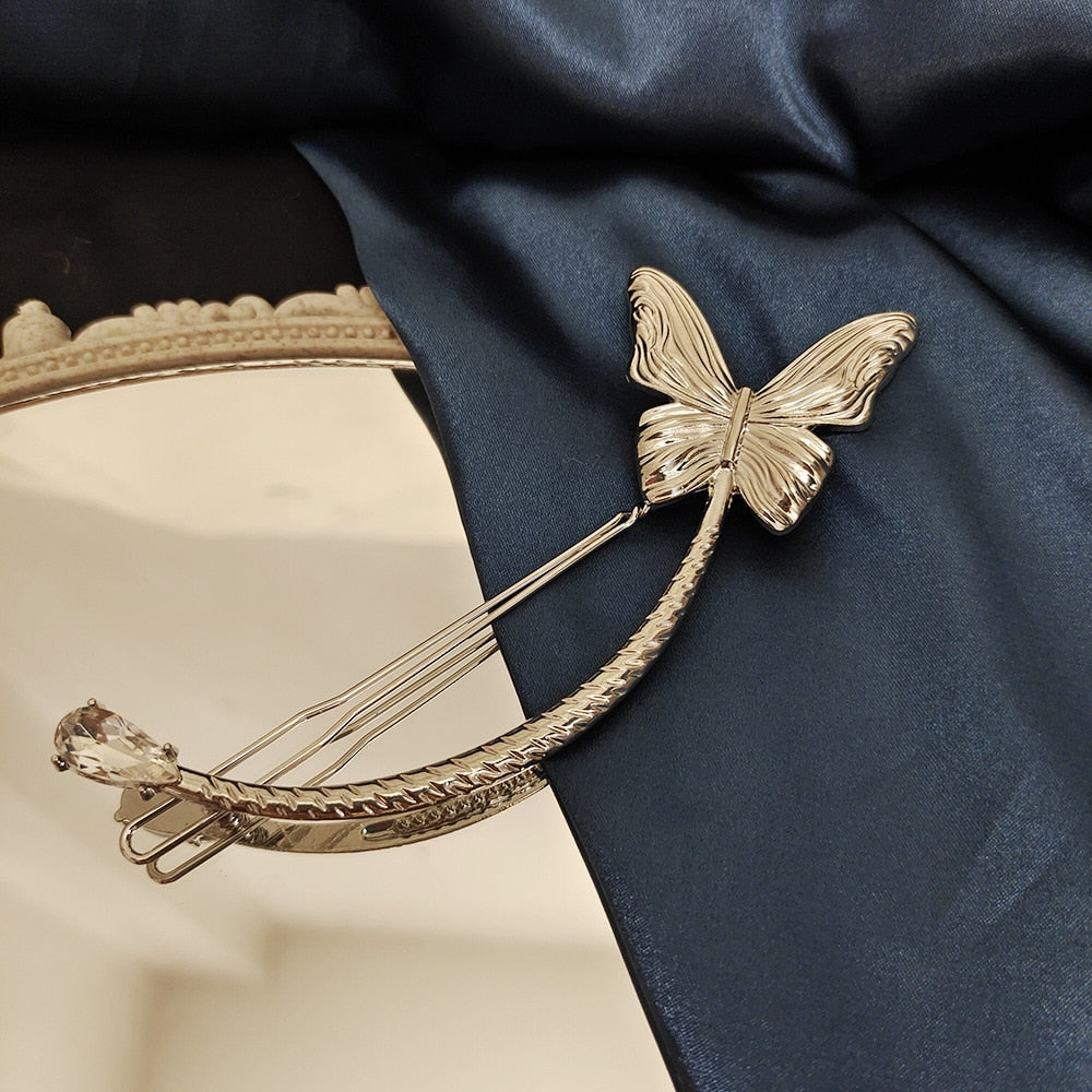 Metal Butterfly Pearl Hair Clips Hairpins Barrettes Hairgrips Headwear