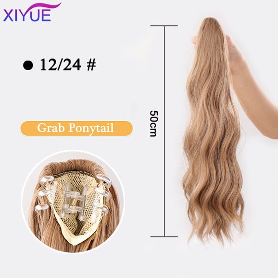 Long Wavy Straight Claw Clip On Ponytail Hair Extension Synthetic