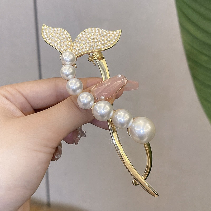 Metal Butterfly Pearl Hair Clips Hairpins Barrettes Hairgrips Headwear