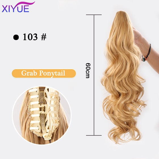 Long Wavy Straight Claw Clip On Ponytail Hair Extension Synthetic