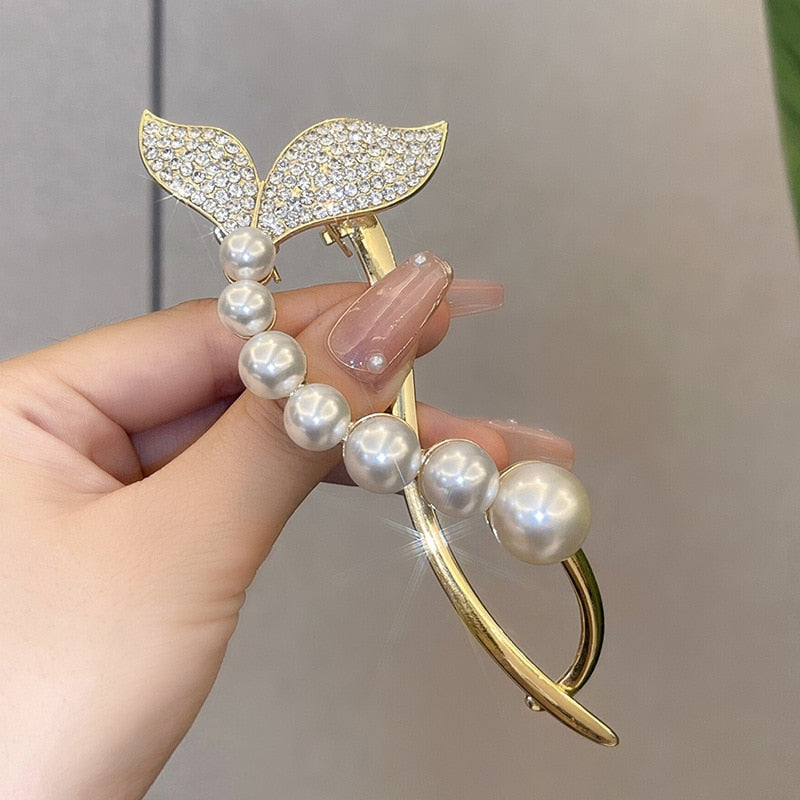 Metal Butterfly Pearl Hair Clips Hairpins Barrettes Hairgrips Headwear
