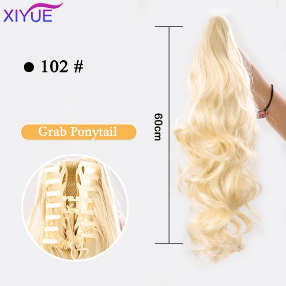 Long Wavy Straight Claw Clip On Ponytail Hair Extension Synthetic