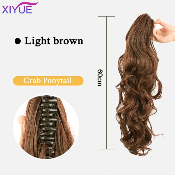 Long Wavy Straight Claw Clip On Ponytail Hair Extension Synthetic