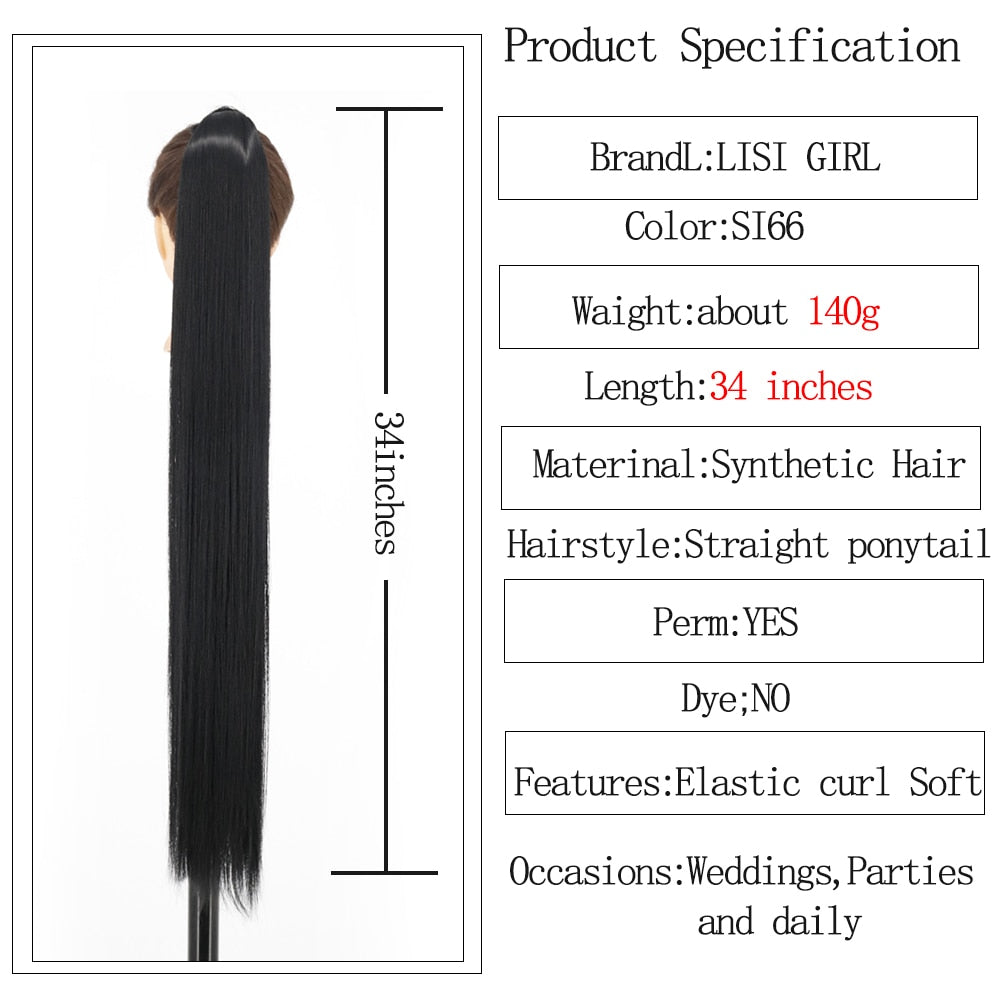 LISI GIRL Synthetic Hair 22''34'' Long Straight Ponytail Clip