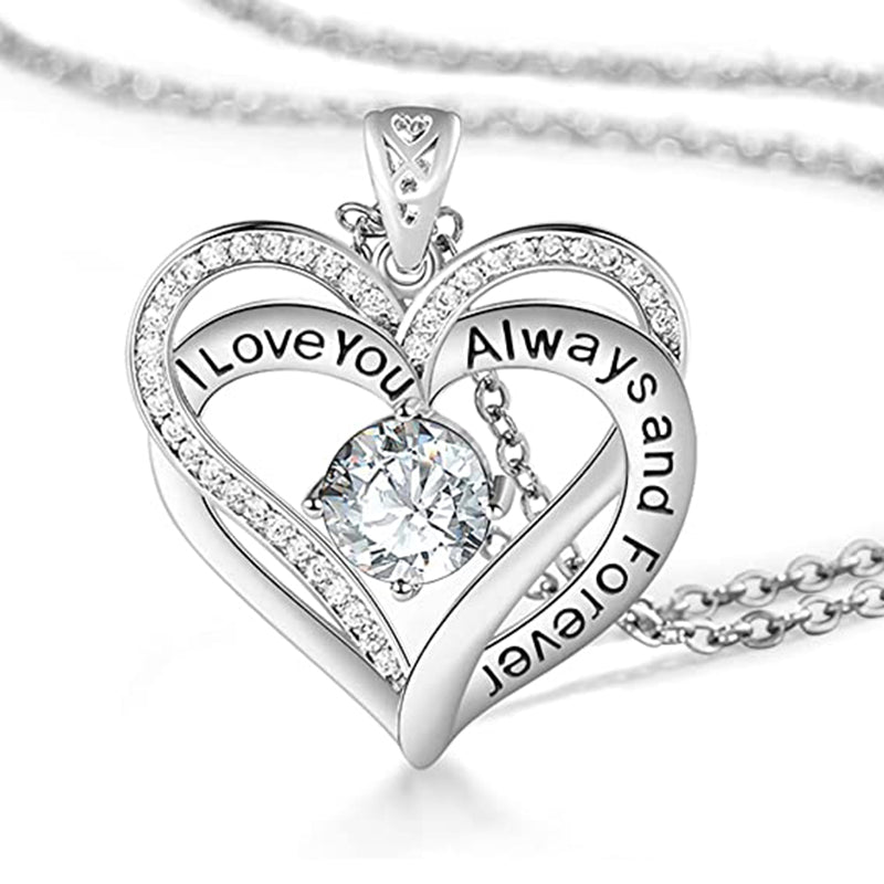 I Love You Always And Forever Heart Birthstone Necklace