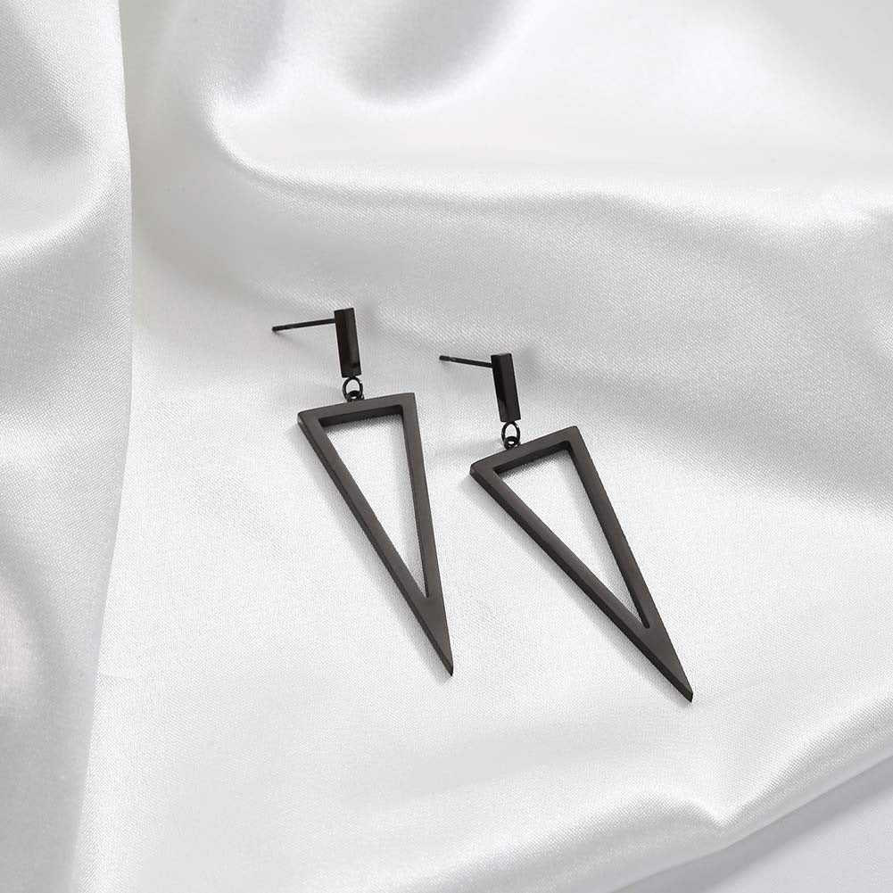 New Metal Black Triangle Earrings