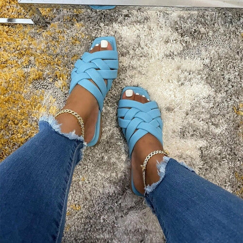 Casual Leather Women Slides