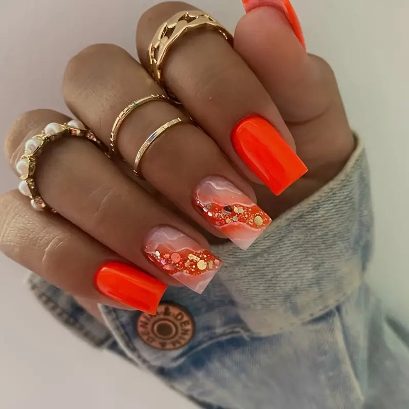 Nails Medium Square - Orange