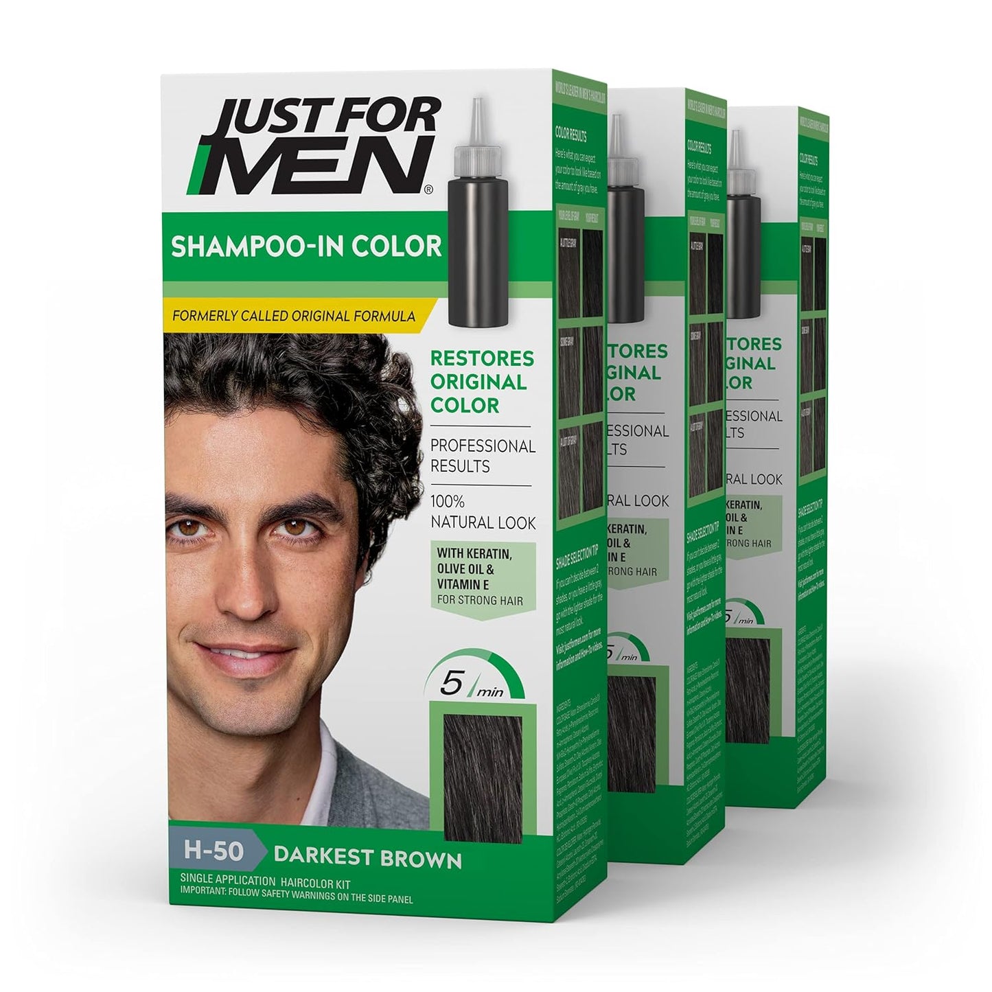 Just For Men Shampoo-In Color Mens - with Keratin and Vitamin E - Jet Black