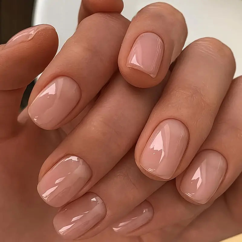 Nails Pink/Rose Glossy Short Square Nails