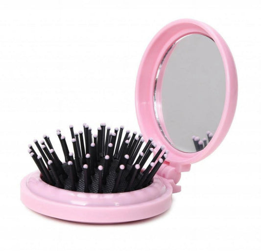 Compact Hair Brush with Mirror