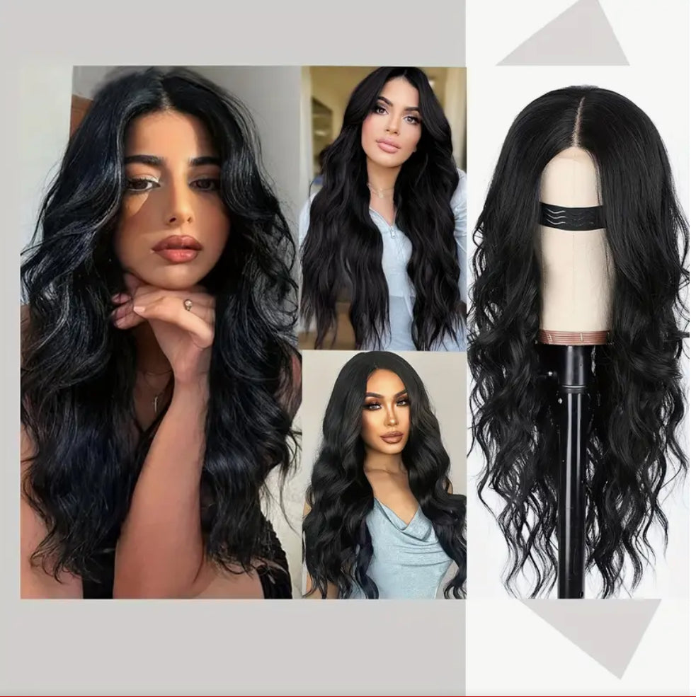 28-inch “Styla” Long Black Body Wave Wig