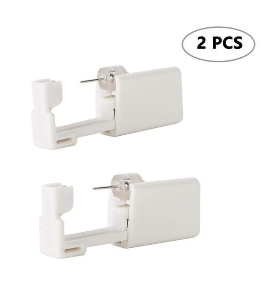 Rhinestone 2 Pcs Disposable Self Ear Piercing Gun Kit - Gold Earring