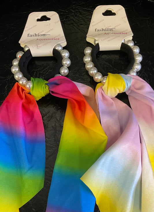 Pearl Rainbows Scrunchie Bow