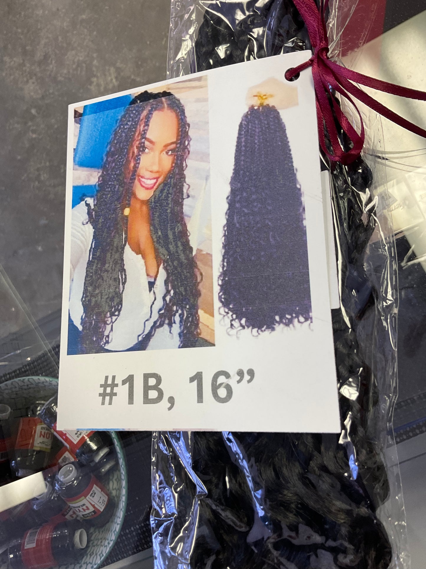 (16 inch #1B) Goddess Box Braids Crochet Hair with Curly ends