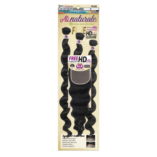 Ali Naturale Organic Human Hair Infused 18-20-22 w/4x4 HD Lace Closure