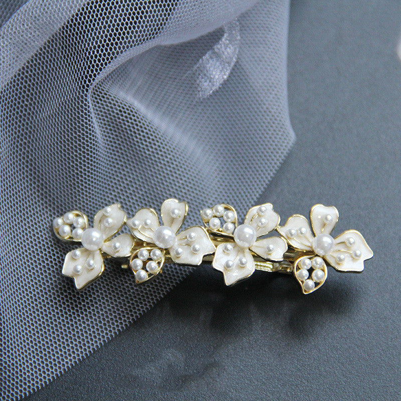 Fashion Creativity Pearl Drop Oil Flower Alloy Hairpin