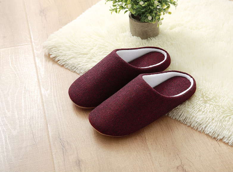 Men's Cotton Black Autumn household warm slippers