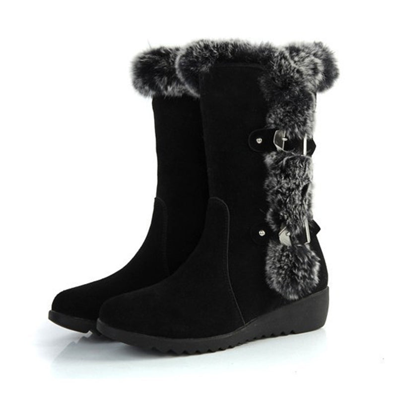 New Winter Women Casual Warm Fur Mid-Calf Boots