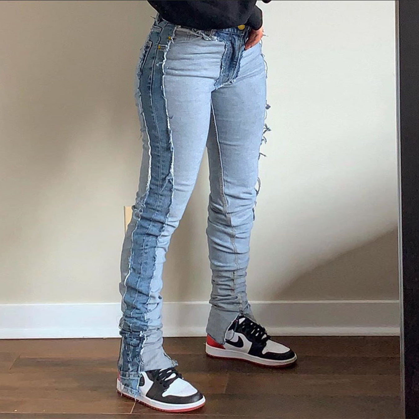 Two-Toned Inverted Denim Jeans