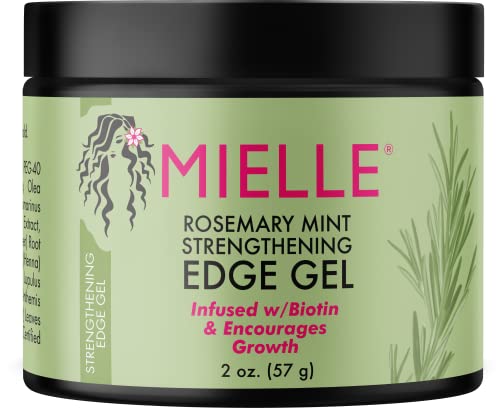 Mielle Organics Rosemary Mint Strengthening Edge Gel, Biotin & Essential Oil Growth Booster Hair Styling Treatment, 2 Ounces