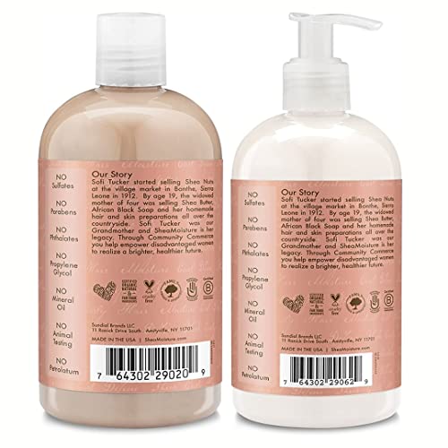 Shea Moisture Shampoo and Conditioner Set, Coconut & Hibiscus Curl & Shine, Curly Hair Products with Coconut Oil, Vitamin E & Neem Oil Provides Frizz Control, 13 Fl Oz Each