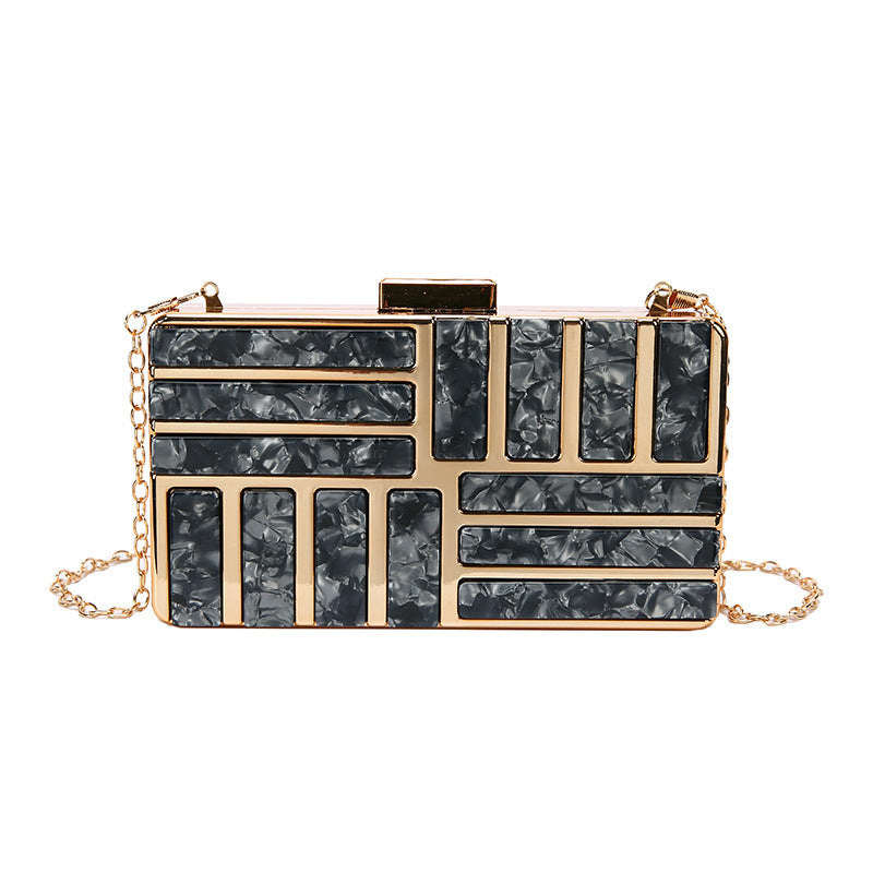 Sequined Stone Box Bag Fashionable All-match One-shoulder Diagonal Dinner Bag